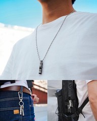 KeyUnity Titanium Emergency Whistle with Metal Lanyard, 120dB+, One-Piece