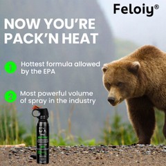 Feloiy 30 Feet BEAR Deterrent Repellent Spray 11 oz GLOW CAP CAMPING HIKING