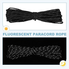 Reflective Fluorescent Paracord Rope 4mm 49 ft for Camping (Black)