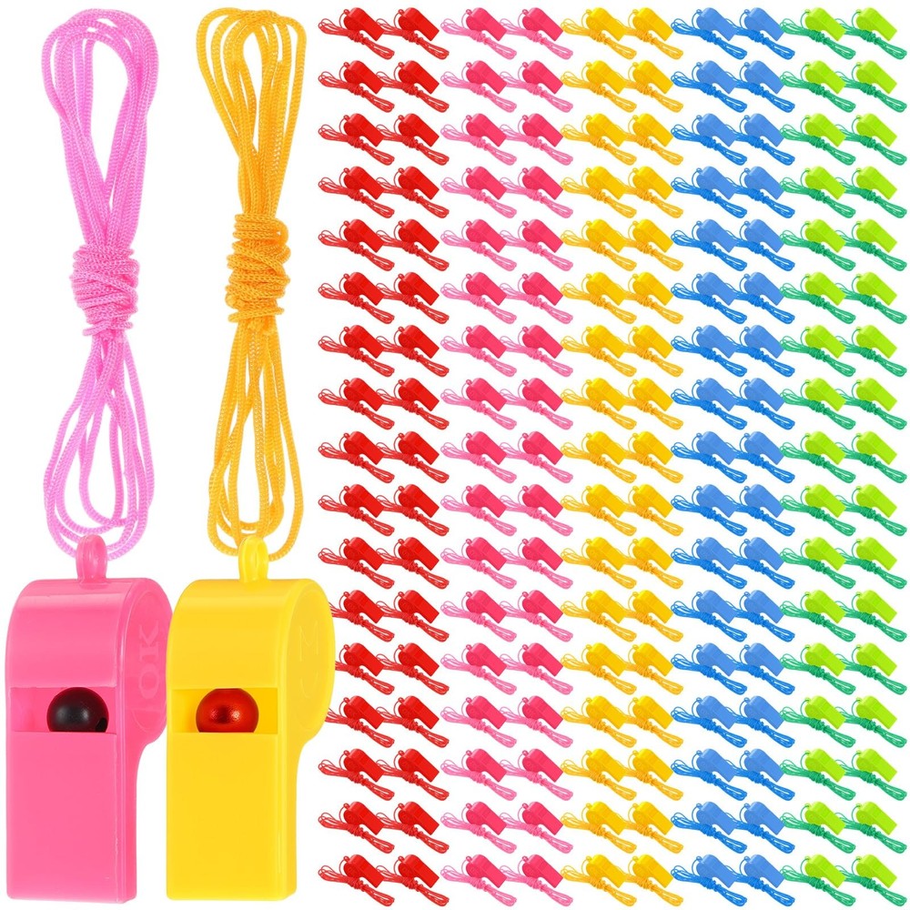 500 Pcs Plastic Whistles Bulk with Lanyard Loud Crisp Sound Sports Whistle fo…