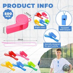 500 Pcs Plastic Whistles Bulk with Lanyard Loud Crisp Sound Sports Whistle fo…