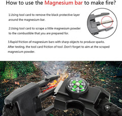 20 in 1 Survival Paracord Bracelet Adjustable Gear Kit with SOS LED Light, Fire
