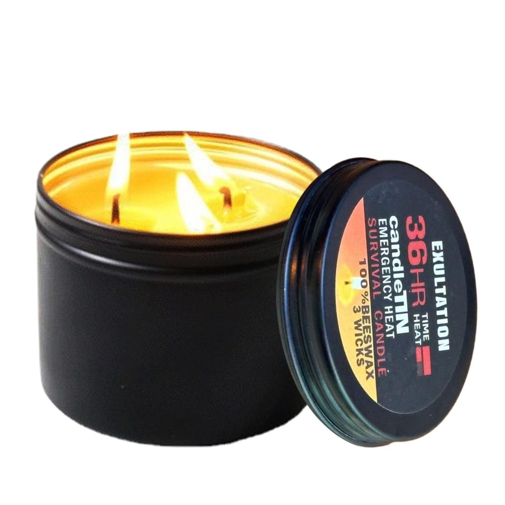 Beeswax Survival Candle Tin 100% Natural Bushcraft Emergency EDC Outdoor Camping