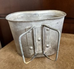 MIlitary Style Canteen Cup Butterfly Handles Made in Korea *Unbranded-Unmarked*