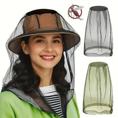2x Anti-Mosquito Bug Bee Insect Head Net Hat Cap Sun Protection Fishing Hiking