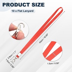 10Pcs 16.9″ Polyester Flat Lanyard with Lobster Clasp for Keys, Red
