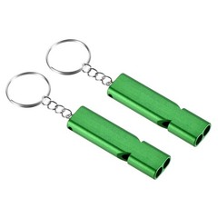 2 Pack Emergency Whistles Double Tube with Keychain for Outdoor Camping Hiking