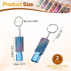 Bling Whistle, 2 Pcs&Multicolor Rhinestone/ Blue%Silver Whistle