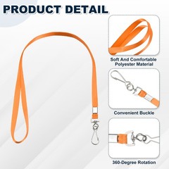 100Pcs 17.3″ Nylon Lanyard with Key Carabiner, Orange for