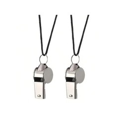 2-Pack Metal Referee Whistles w/ Lanyards Loud Coach Football Soccer Emergency