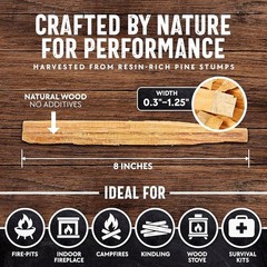 Fatwood Fire Starter Sticks Natural Resin Quick Lighting Eco Friendly Campfire
