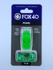 NEON GREEN Fox 40 PEARL Whistle Official Coach Safety Alert Rescue FREE LANYARD