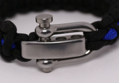Police Thin Blue Line Paracord Survival Bracelet Black/Blue w/Buckle Options