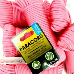 600 Feet Total Six Piece 100 foot each Case Pack PINK 550 Paracord Cord 7 Strand