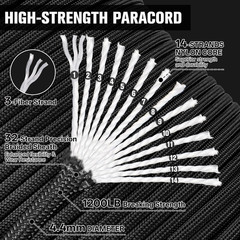 1200 Paracord Rope – 4.4Mm Nylon Parachute Spool Para Cord Lanyard for Outdoor C