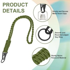 Paracord Lanyard, 2Pcs & Black/Army Green Fit for (Keys Whistle)