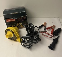 Coleman Inflate-All Air-Port Camping Air Pump Vintage Tested Complete Box