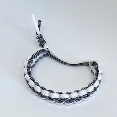 Paracord bracelet. Adjustable size. Black and White. Made in US.