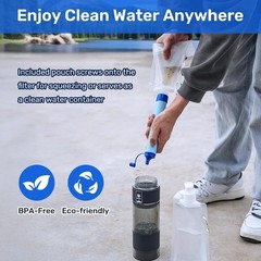Personal Water Filter Outdoor, Drinking Water Filter with Water Bag and Carabin…