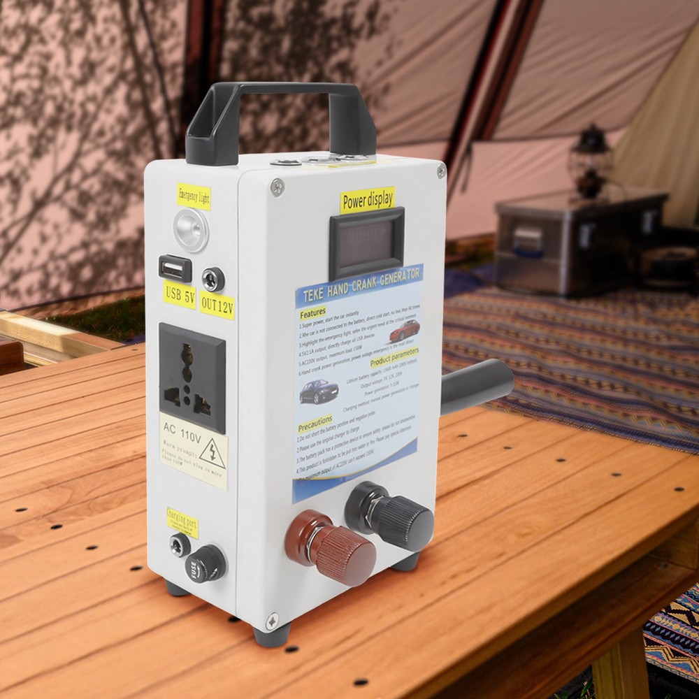 150W Portable Outdoor Hand Crank Generator Emergency Power Supply Charger USB