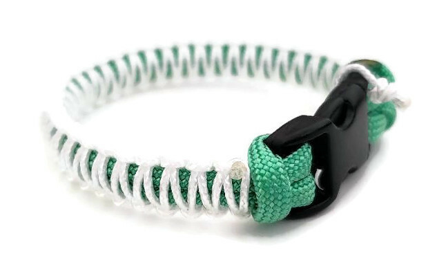 Paracord Bracelet 550 Mint/White Micro Cord U.S. Seller – Handmade