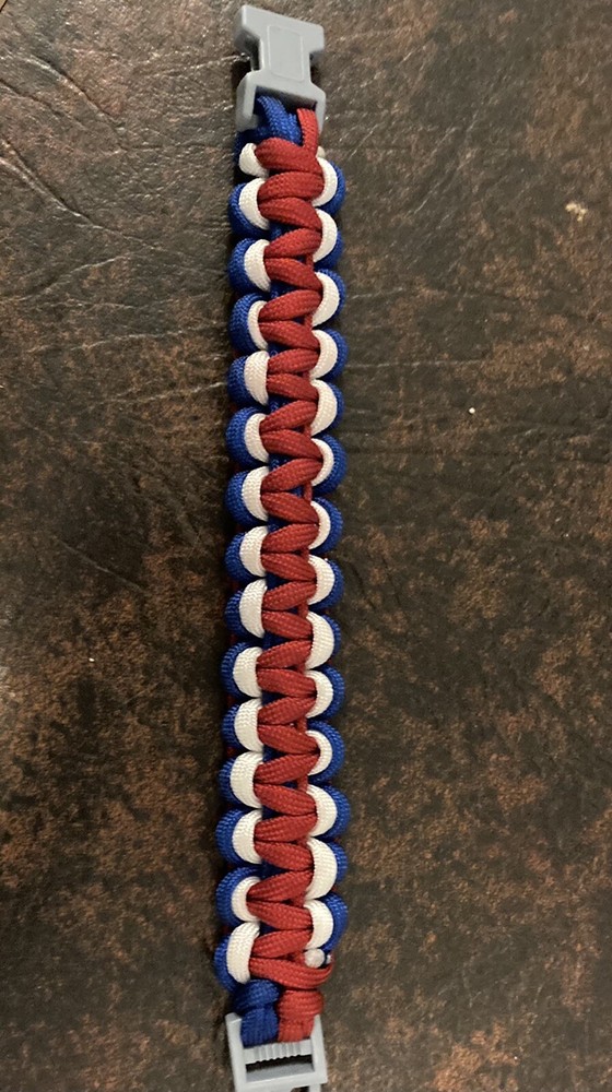 paracord Bracelet Red White And Blue With Bucket