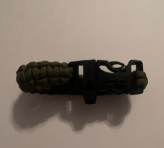 Green Paracord Bracelet w/ Black Plastic Buckle 7in Lightweight 550lb 4mm