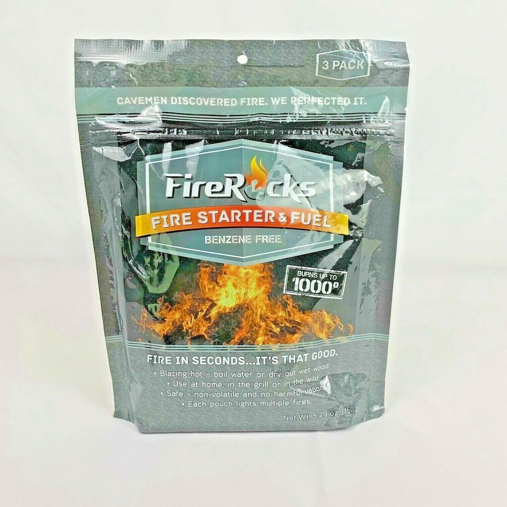 Fire Rock Fire Starter and Fuel 3-pack 1000 degrees hot Made in USA