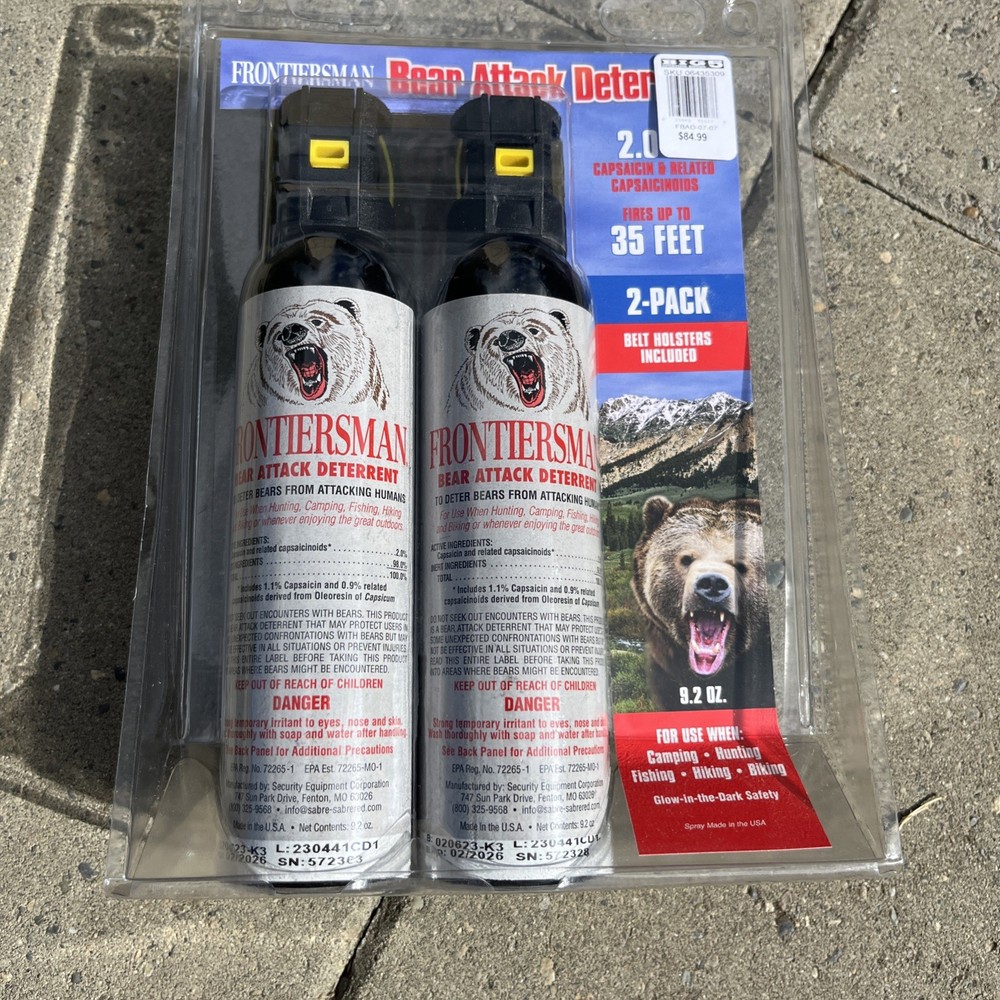 Lot Of (2)New Sealed Frontiersman Bear Spray 9.2oz Expired 20126 Fires 35ft