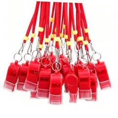 24 Packs Sports Whistles with Lanyard, for Coaches, Referees and Officials Red