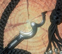 Silver Skulls Black Paracord Motorcycle Get Back Whip Biker Decorative 36″