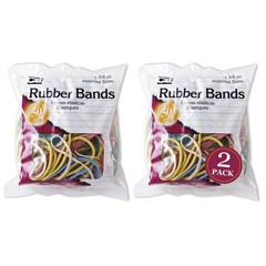 Charles Leonard Rubber Bands, 1 3/8 Ounce Bags, ASSORTED 2 PACK, Multi-color
