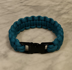 Caribbean Blue Cobra Paracord Bracelet with Metal Buckle