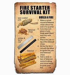 Fatwood 100% Natural Firestarter Ferro Rod Ferrocerium Flint Jute Camping Kit