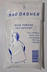 MAD DASHER ADULT HOODED PLASTIC RAIN PONCHO, Grasshopper Mower Logo, New, 4 PK