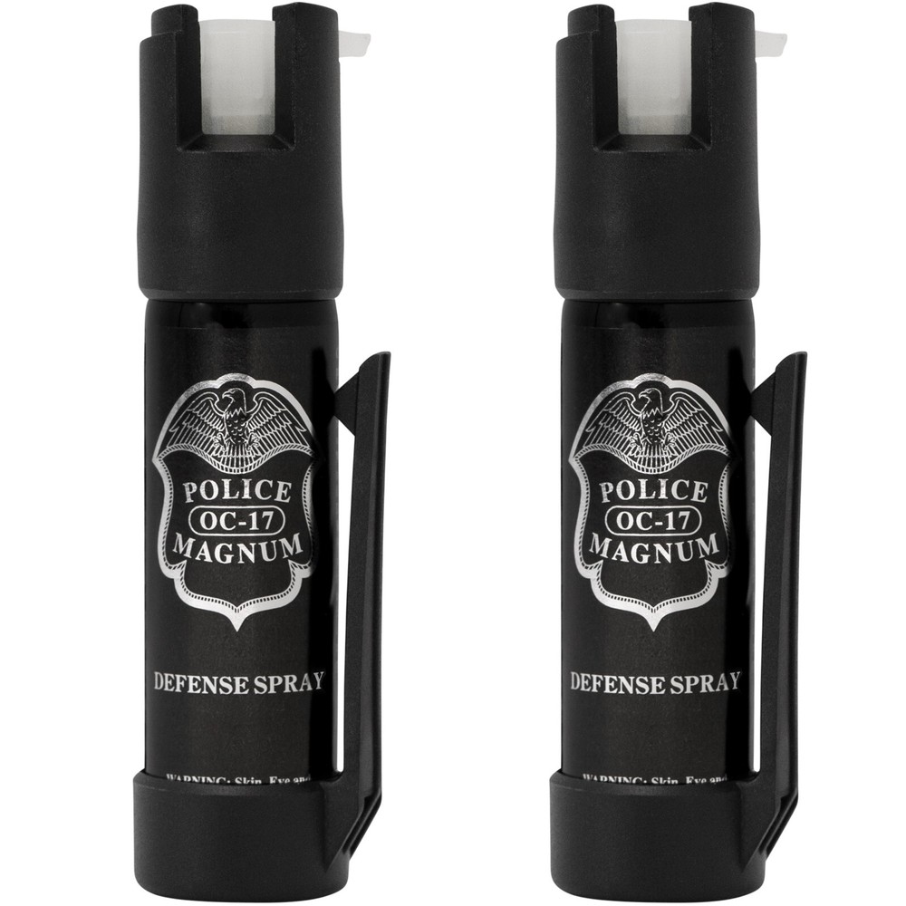 2 Police Magnum glow in dark pepper spray .75oz GID bottom clip self defense