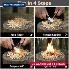 4″ Portable Waterproof Ferro Rod Fire Starter Kit w/ Striker for Camping