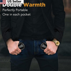 Lerat 2 Pack Hand Warmers Rechargeable, Portable Electric Black&Black*2