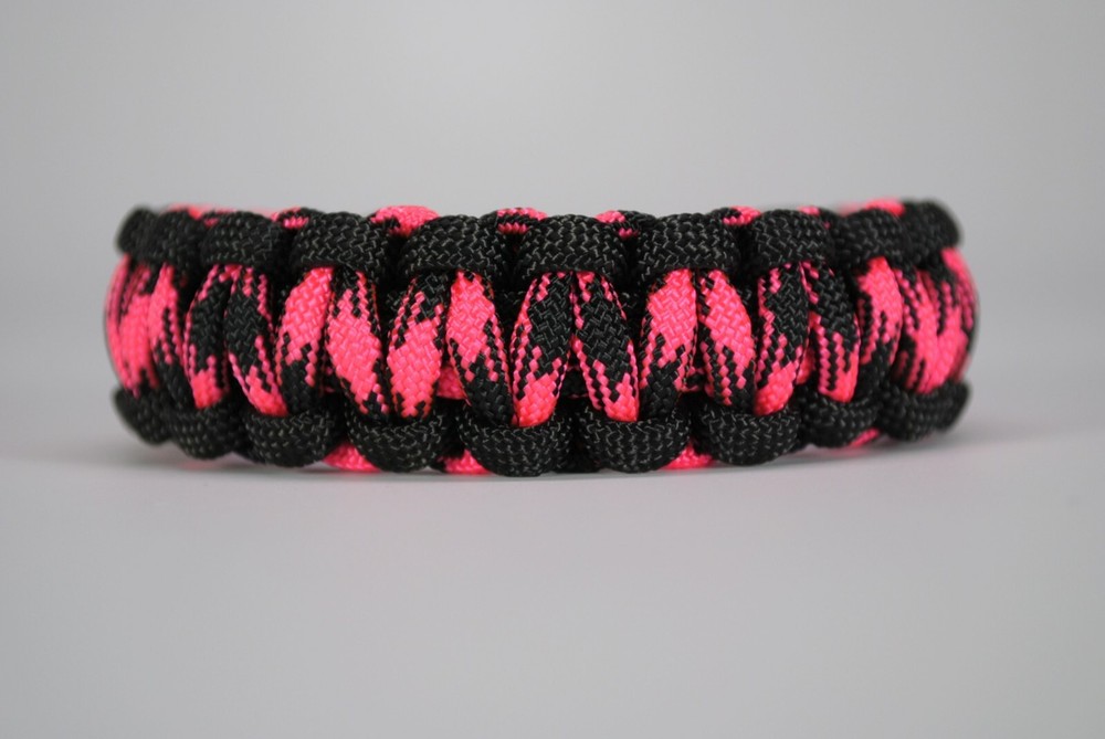 550 Paracord Survival Bracelet Cobra Black/Rosa Noche «Made in the USA»