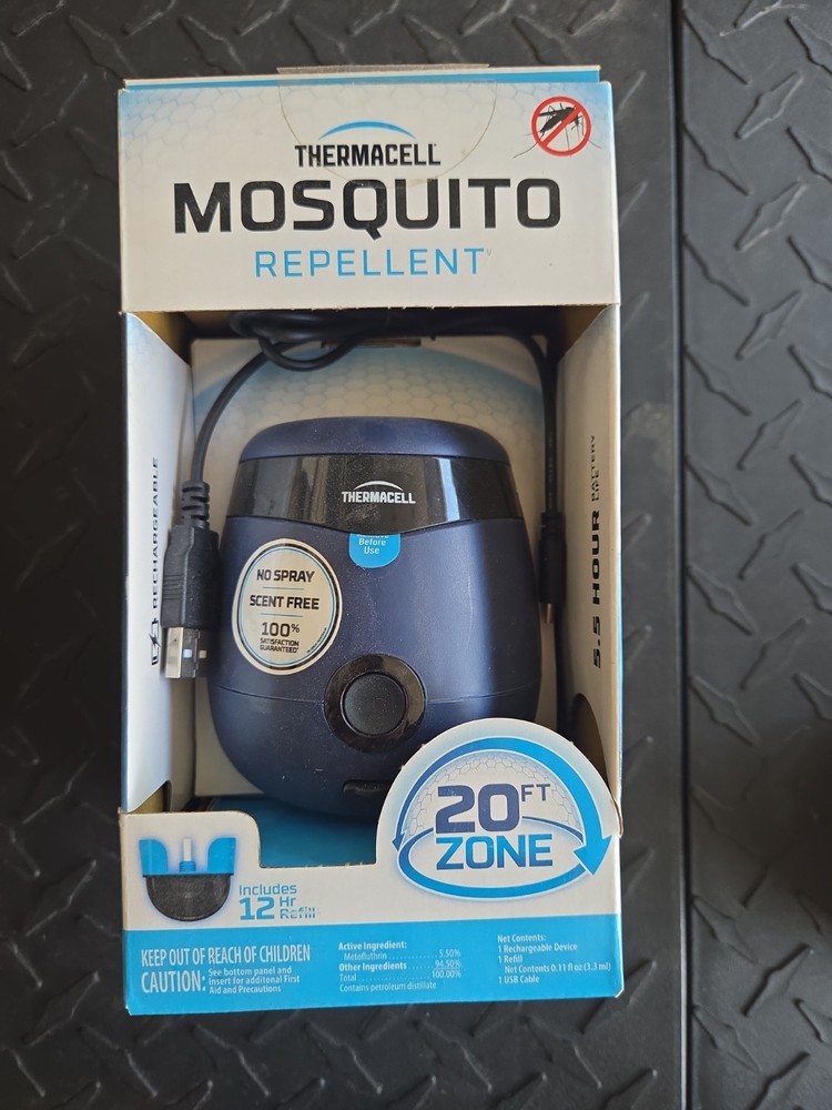 Thermacell Rechargeable Mosquito Repeller 20 Ft Zone w/12 hr Refill NIB