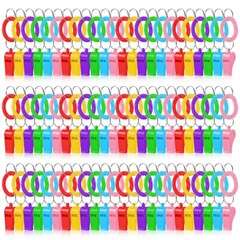 72 Pcs Sport Whistle with Bracelet, 6 Colors Loud Clear Plastic Whistles with…