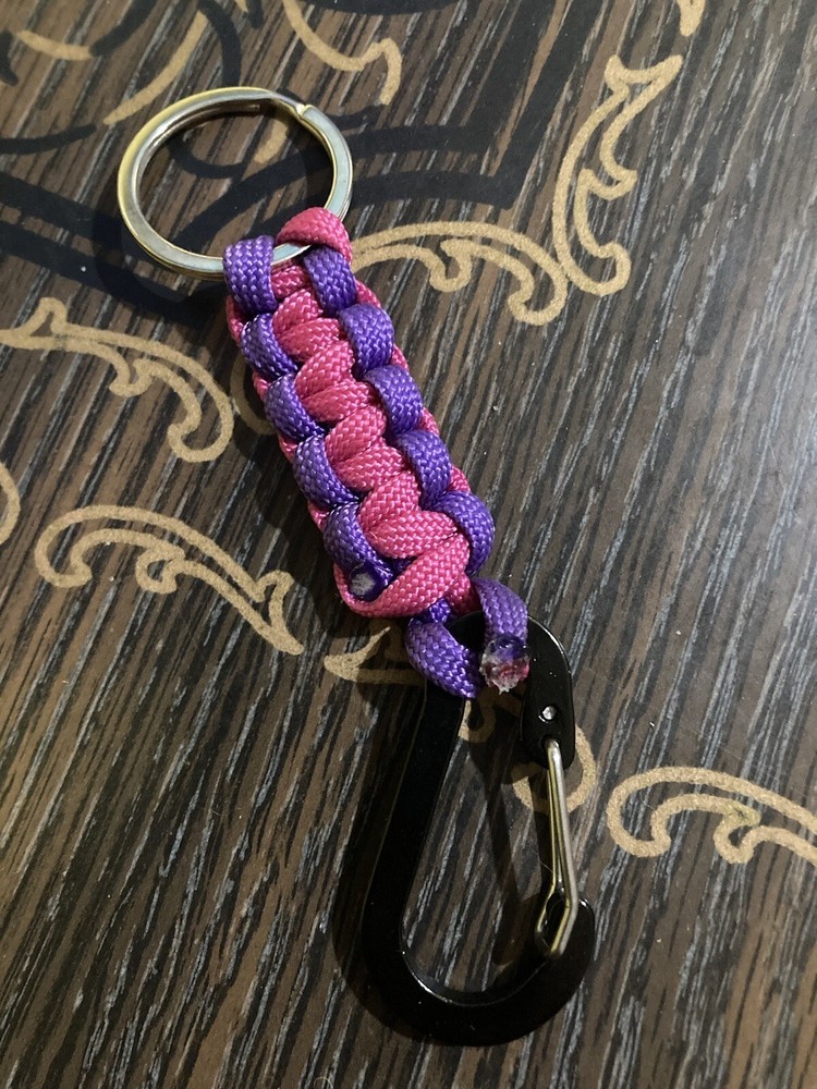 Purple and Pink Paracord Survival 2” Keychain with carabiner and 8”Bracelet Set