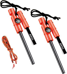 AOFAR Fire Starter AF-381/AF-381plus Fire Steel with Paracord and Whistle for Ca