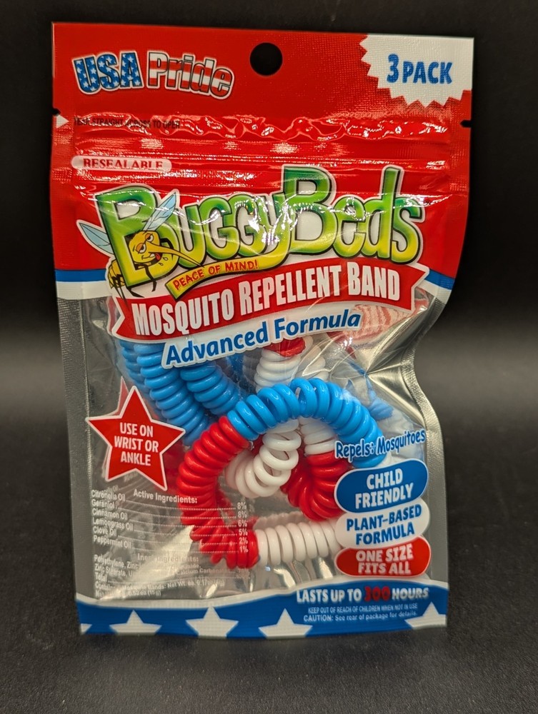 3 Pack Patriotic BuggyBeds Mosquito Repellent Band Outdoor Events For All Ages