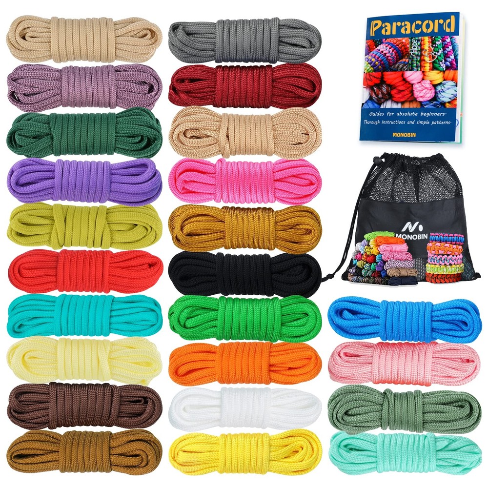 24 Colors 10ft Paracord Rope with Instruction, Paracord 550 Combo kit, Multif…