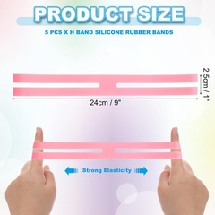 PATIKIL 9 Inch H Band Silicone Rubber Bands, 5 Pcs Strong Elastic Pink