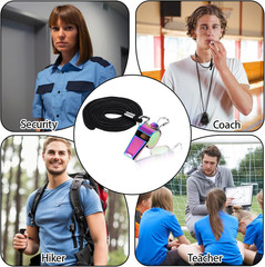 3 Pcs Coach Whistle with Lanyard Stainless Steel Metal Teacher Whistles Colorful