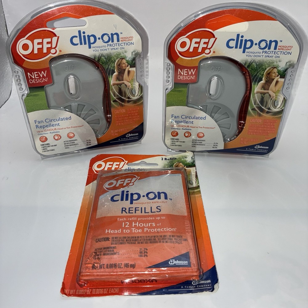 OFF! Clip-On Mosquito Repellent Fan Circulated Kits Lot of 2 Plus 1 Refill 2010