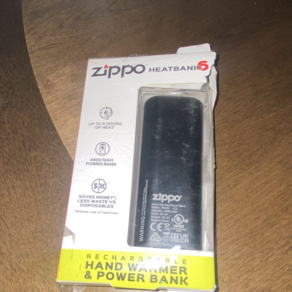 Zippo HeatBank 6 Rechargeable Electric Hand Warmer Power Bank Black 6 Hours