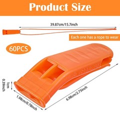 60 Pack Emergency Whistles with Lanyard | 120dB Loud Survival Whistles for Sa…
